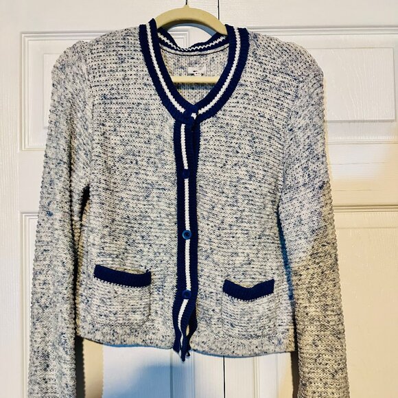 American Eagle Outfitters Blue and Gray Cardigan Sweater - M - Picture 3 of 5